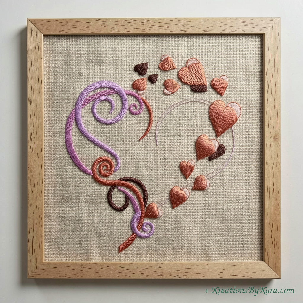 Amore Heart Cascade Embroidery Design embroidery Amore Heart Cascade Embroidery Design