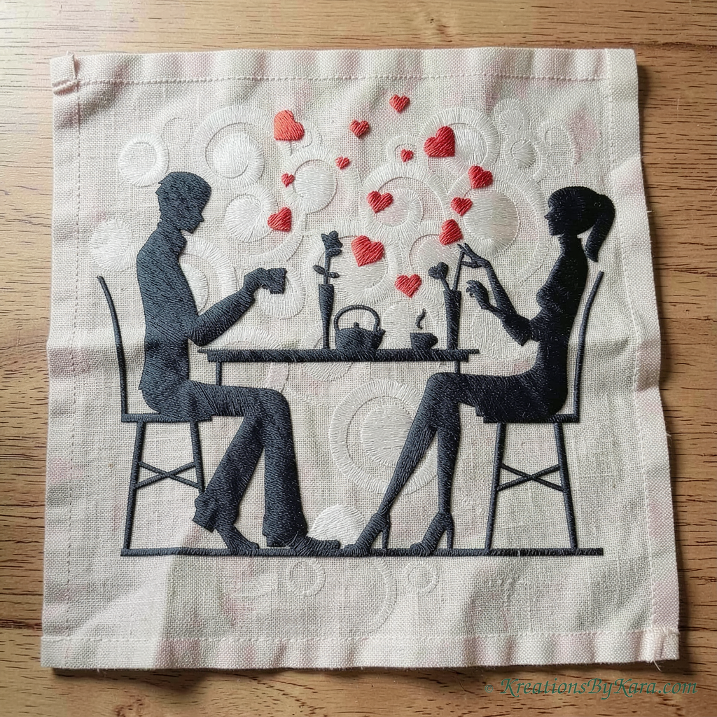 Amore Romantic Dinner Embroidery Design embroidery Amore Romantic Dinner Embroidery Design