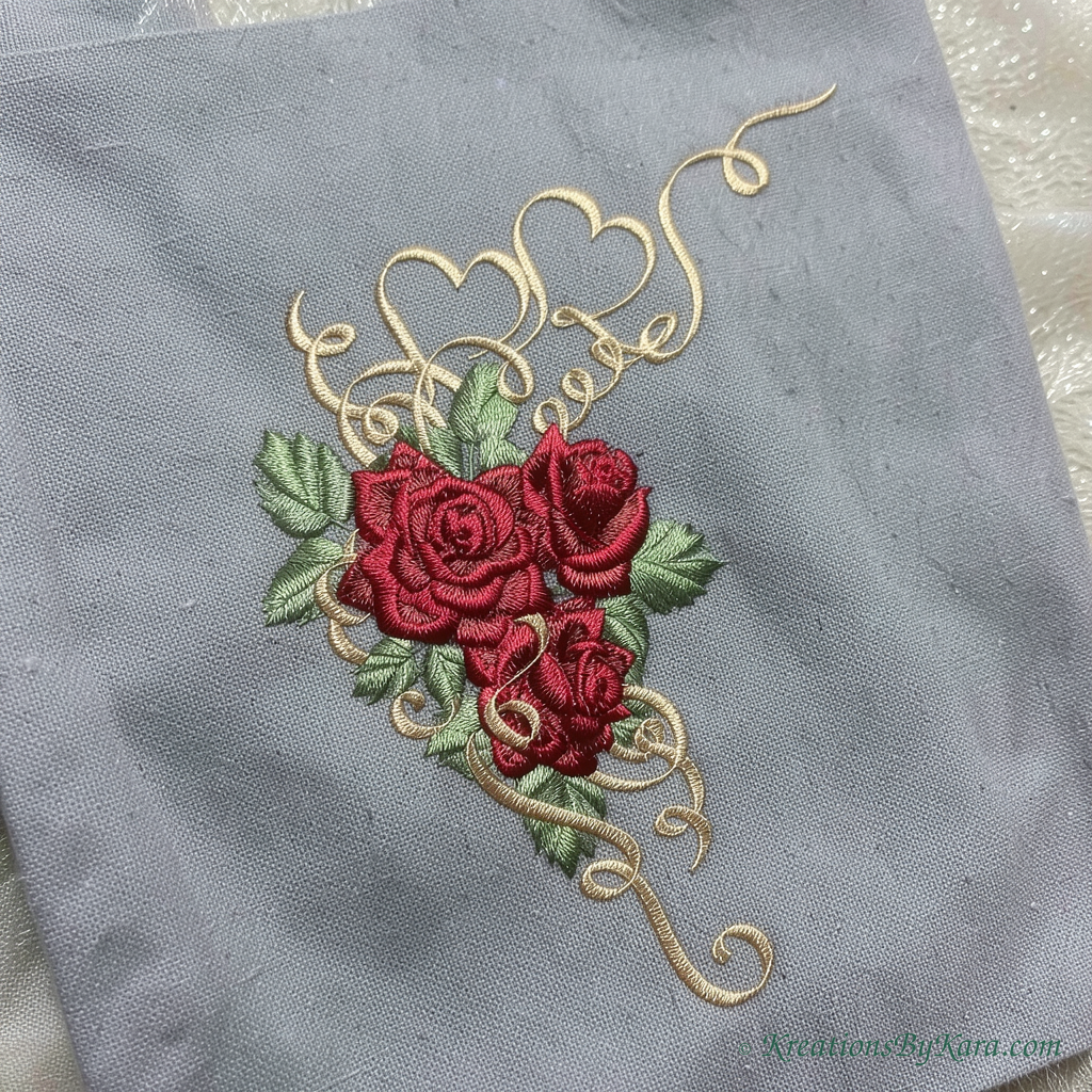 Amore Heart Ribbon Corner Embroidery Design embroidery Amore Heart Ribbon Corner Embroidery Design