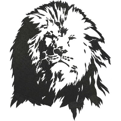 An embroidery design of a majestic lion's face, featuring intricate details of its mane and expression.