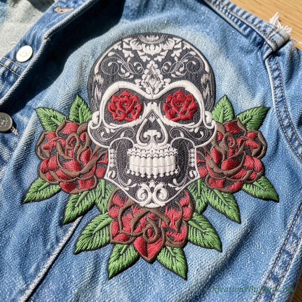 BB Skull and Roses embroidery BB Skull and Roses