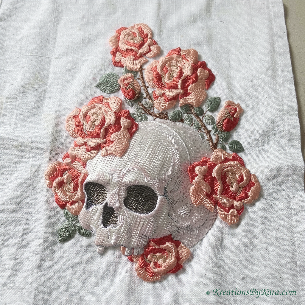 BB Rose and Skull Top embroidery BB Rose and Skull Top
