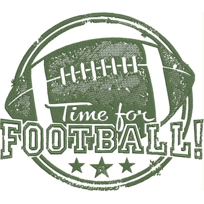DADTimeForFootball8x10 Digital machine embroidery design "DAD Time For Football" in the sports and hobbies theme for 5x7, 6x8 and 8x10 hoops an embroidery design of a football surrounded by the text "time for football!" and stars. from Kreations by Kara.