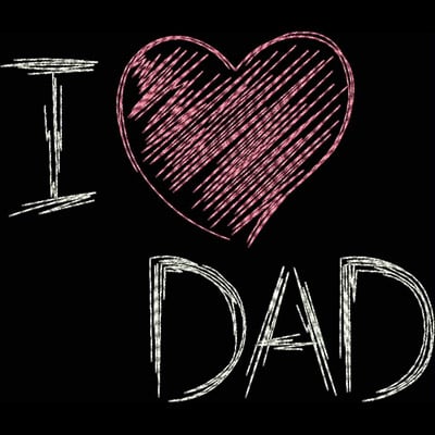 An embroidery design of the phrase "I ❤️ DAD" in a playful, hand-drawn style.