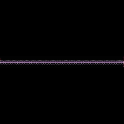An embroidery design of a decorative border featuring interlocking wave patterns in purple tones.