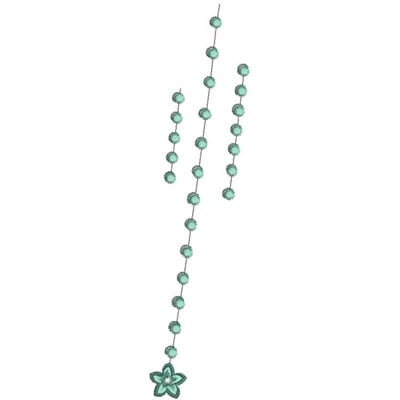 An embroidery design of cascading chains with circular elements and a floral motif at the bottom.