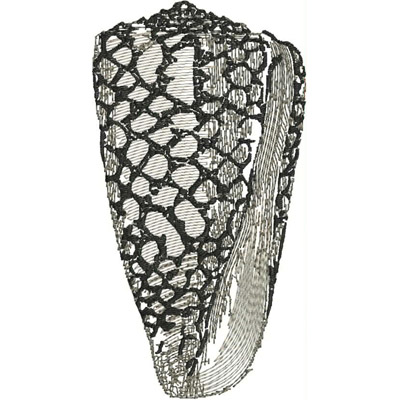 An embroidery design of an intricate lace-like pattern with a flowing, sheer appearance.