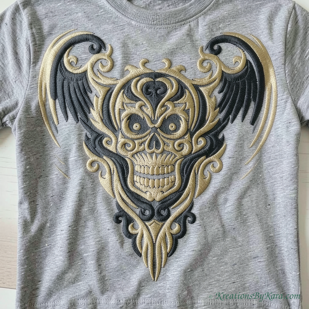 AHE Winged Skull embroidery AHE Winged Skull