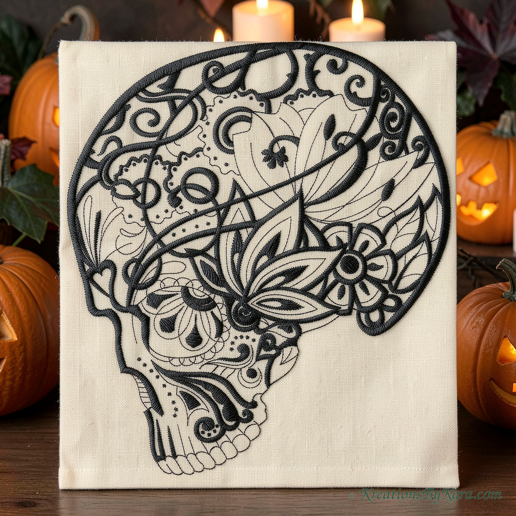 ABH Floral Skull embroidery ABH Floral Skull