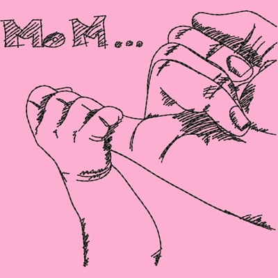 An embroidery design of a mother's hand gently holding a baby's hand, accompanied by the text "MoM...".
