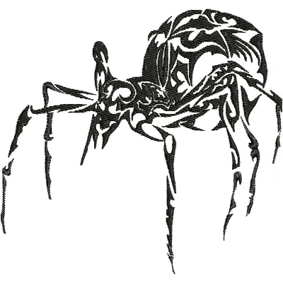 An embroidery design of a detailed spider with intricate line work, showcasing a blend of elegance and intricacy.