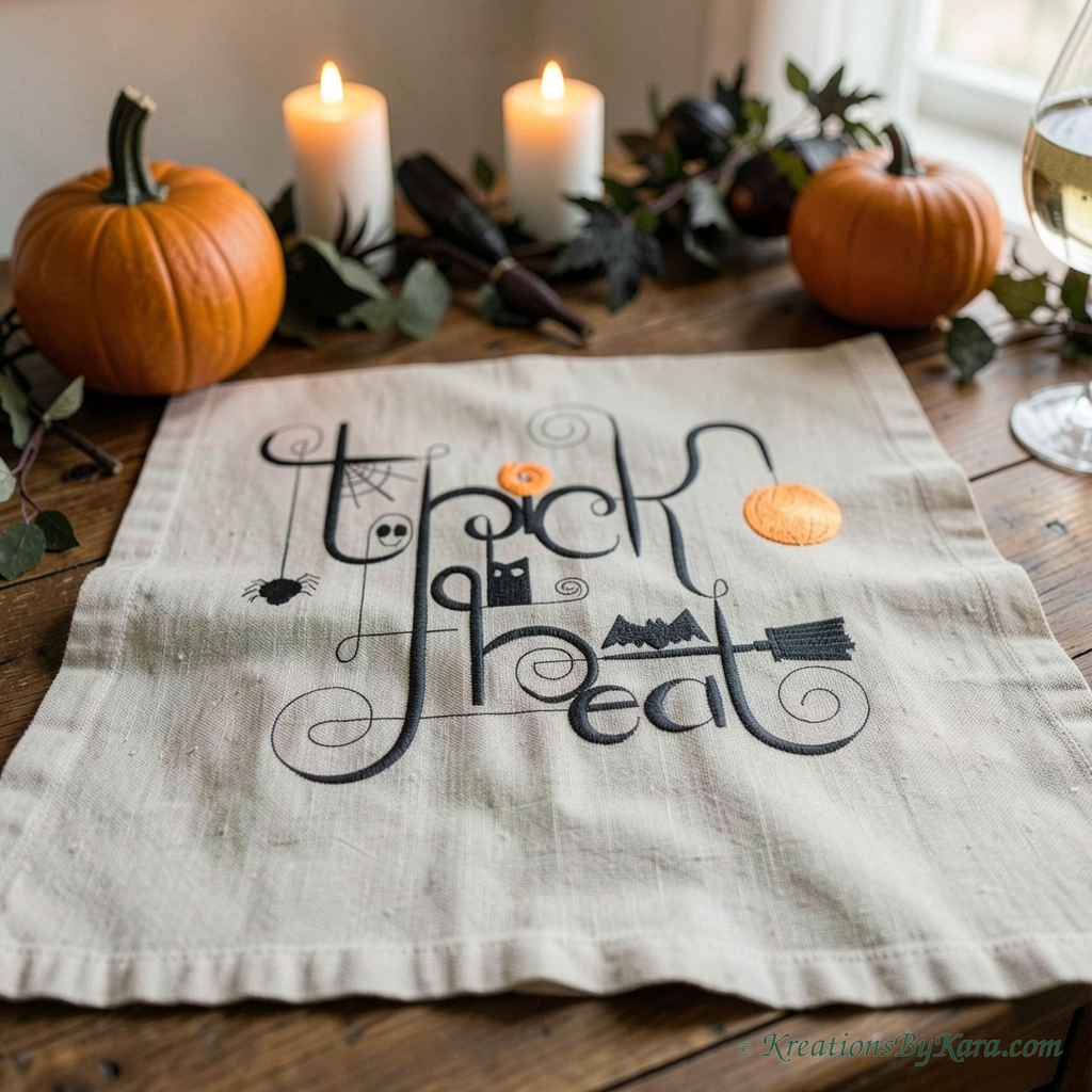BIN Trick Or Treat embroidery BIN Trick Or Treat