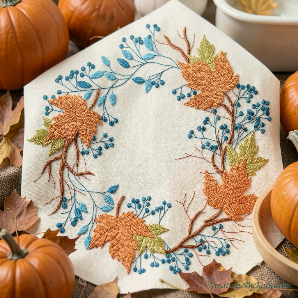 ATB Autumn Leaf Wreath embroidery ATB Autumn Leaf Wreath