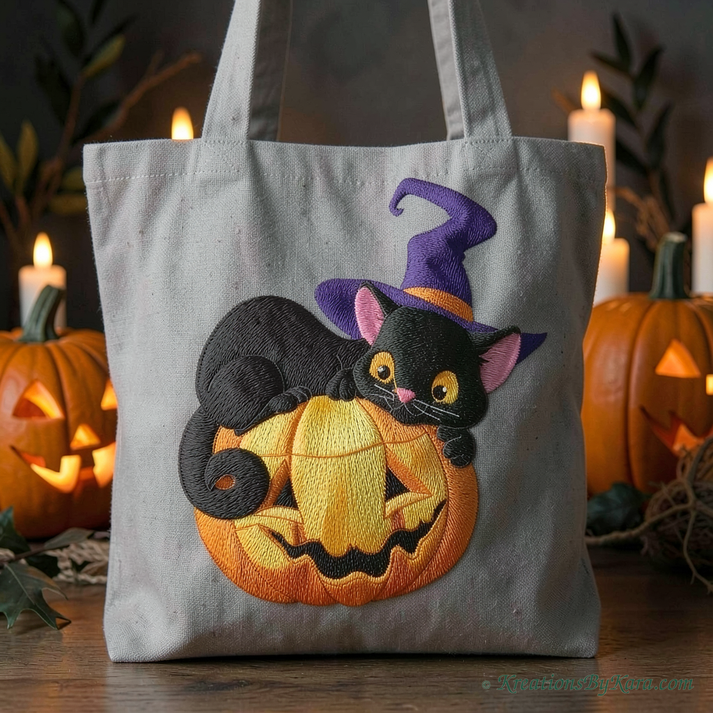 Halloween Cat & Pumpkin Embroidery Design embroidery ESF_Herald