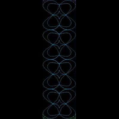 An embroidery design of a series of interconnected loops forming a vertical pattern.
