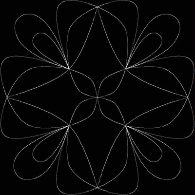 An embroidery design of intricate, symmetrical loops forming a floral pattern with a delicate, airy structure.