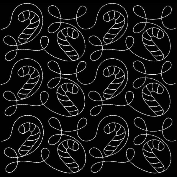 An embroidery design of intertwined loops and swirls forming a repetitive pattern with a delicate, stylized appearance.